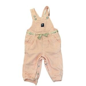 Baby B'Gosh - Infant Girls Pink & White Striped Overalls- size 6 mos